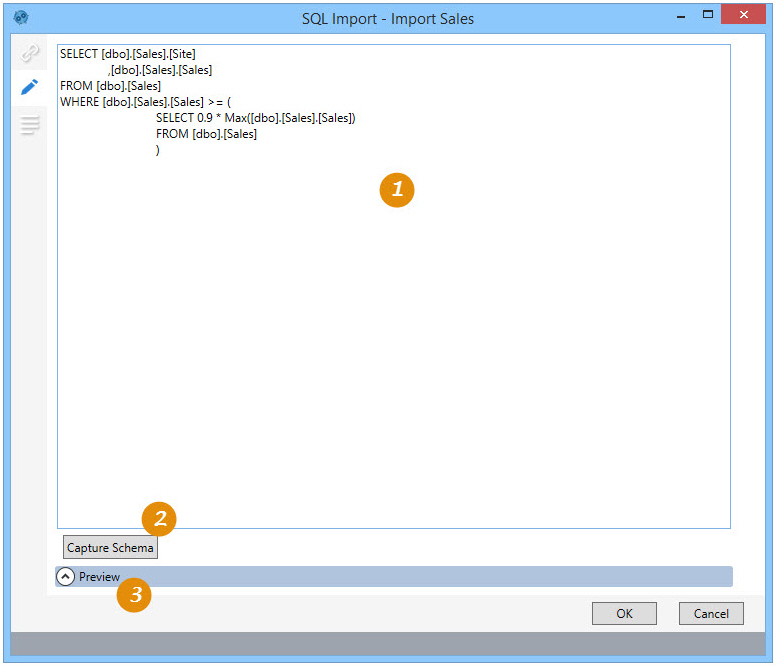 Importing data using SQL SELECT statement